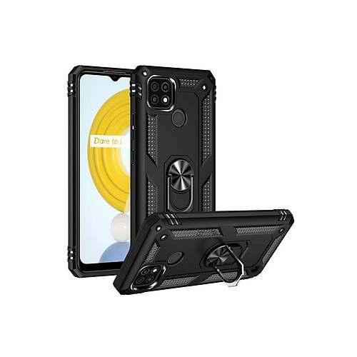 Realme C21 K�l�f Sofya Y�z�kl� Silikon Kapak - Siyah