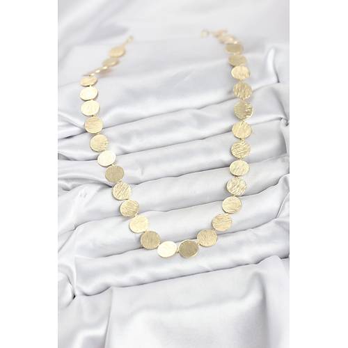 Yuvarlak Plaka Model Gold Renk Kad�n Kolye