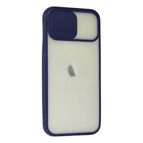 iPhone 12 K�l�f Palm Buzlu Kamera S�rg�l� Silikon - Lacivert