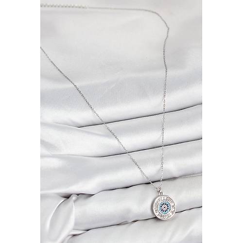 Pirin� Zirkon Ta�l� Su Yolu Nazar Model G�m�� Renk Kad�n Kolye