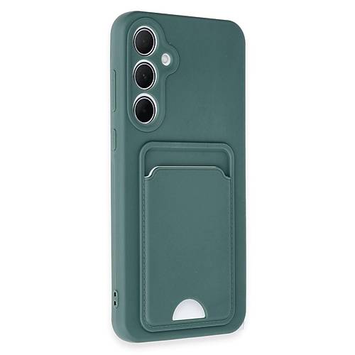 Galaxy A35 5G K�l�f Kelvin Kartvizitli Silikon - Koyu Ye�il