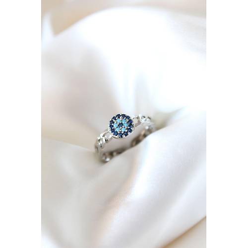 Zirkon Ta�l� Nazarl� G�m�� Kaplama Kad�n Y�z�k