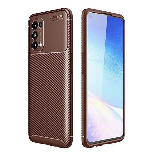 Reno 5 K�l�f Auto Focus Karbon Kapak - Kahverengi