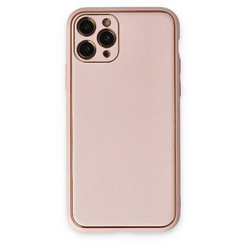 iPhone 11 Pro K�l�f Coco Deri Silikon Kapak - Pudra