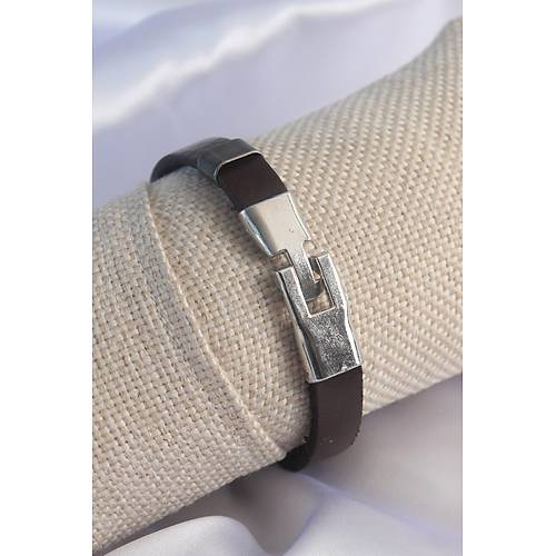 Kahverengi Deri Model G�m�� Renk �apa Fig�r Erkek Bileklik