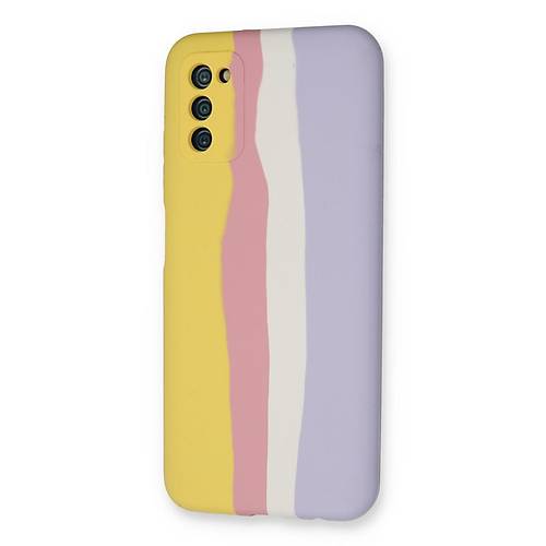 Galaxy A03S K�l�f Ebruli Lansman Silikon - Sar�-Mavi