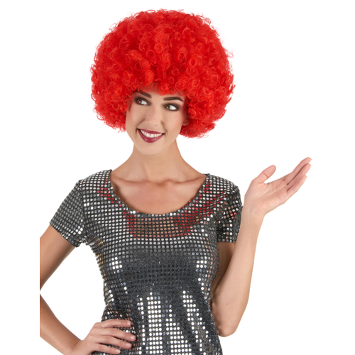 K�rm�z� Renk K�v�rc�k Afro Bonus Peruk