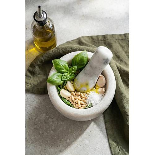 Do�al Mermer G�r�n�ml� Havan ve Tokmak Seti (7x8 cm)