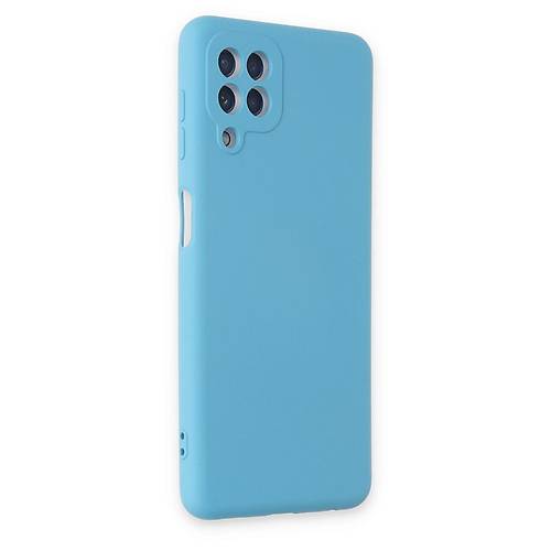 Galaxy A22 K�l�f Nano i�i Kadife Silikon - Mavi