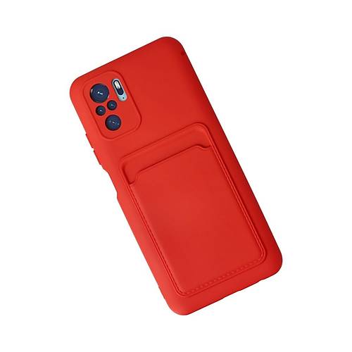 Redmi Note 10S K�l�f Kelvin Kartvizitli Silikon - K�rm�z�