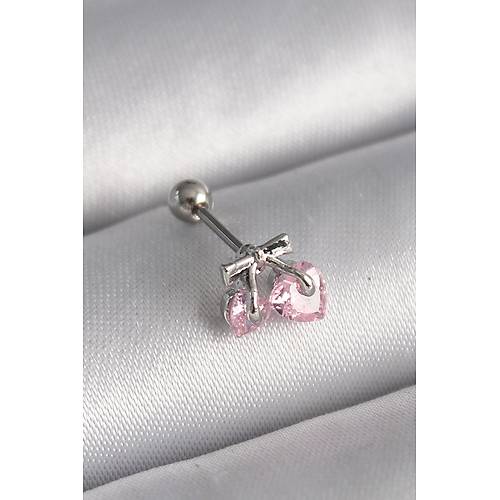 316L �elik G�m�� Renk Pembe Zirkon Ta�l� Kalp Tragus Piercing