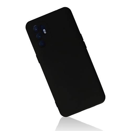 Reno 6 K�l�f Nano i�i Kadife Silikon - Siyah