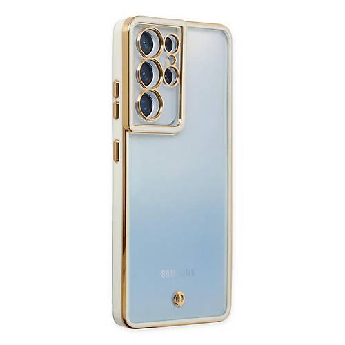 Galaxy S21 Ultra K�l�f Liva Lens Silikon - Beyaz