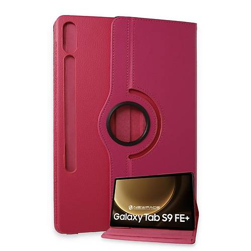Galaxy X610 Tab S9 FE Plus 12.4 K�l�f 360 Tablet Deri K�l�f - Pembe