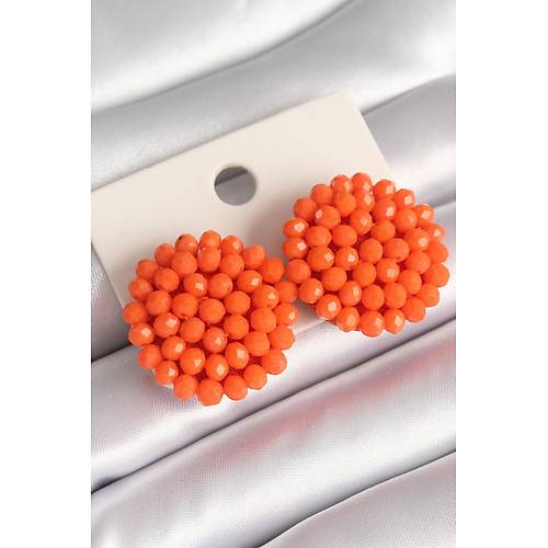 Turuncu Renk Kristal D��me Model Kad�n K�pe