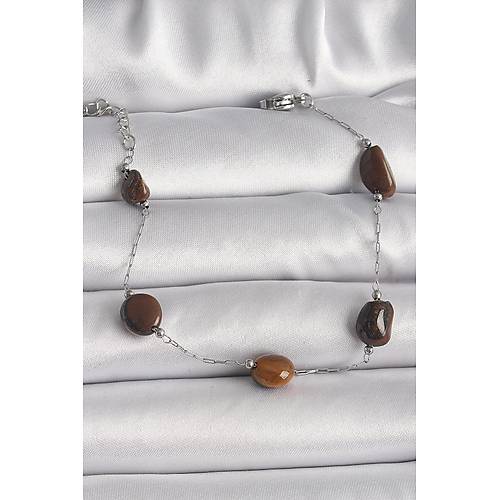 316L �elik G�m�� Renk Zincir Kahverengi Do�alta� Model Kad�n Bileklik