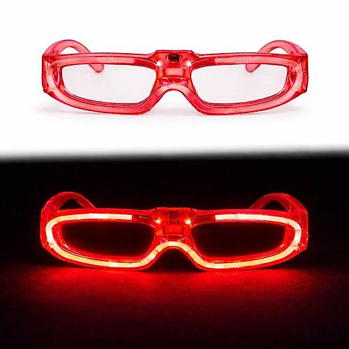 K�rm�z� LED I��kl� Parti G�zl��� 3 Modlu � Glow & Gece E�lence G�zl���