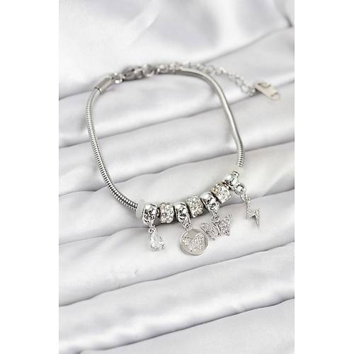 Pirin� G�m�� Renk Kelebek Charml� Kad�n Bileklik