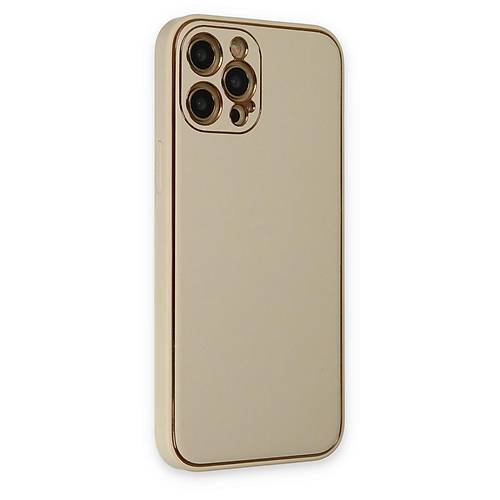 iPhone 12 Pro K�l�f Coco Deri Silikon Kapak - Gold