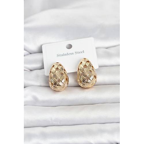 316L �elik Gold Renk Motifli Damla Kad�n K�pe