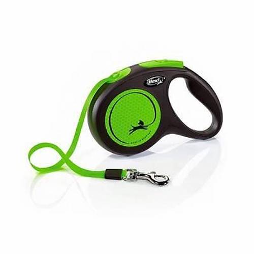 New Neon Otomatik �erit K�pek Gezdirme Tasmas� Medium 5 Mt Ye�il