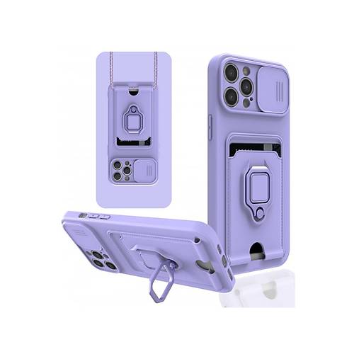 iPhone 12 Pro K�l�f Zuma Kartvizitli Y�z�kl� Silikon - Lila