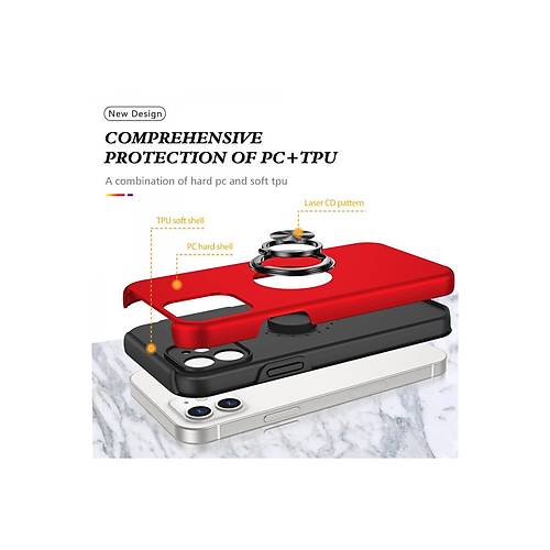iPhone 12 K�l�f Elit Y�z�kl� Kapak - K�rm�z�