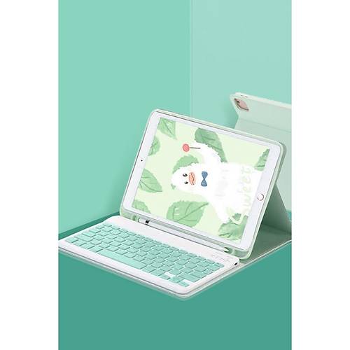 iPad Air 11 (2024) K�l�f KC01 Smart Klavyeli Tablet K�l�f� - A��k Ye�il