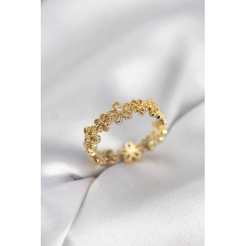 Gold Renk S�ral� �i�ek Model Zirkon Ta�l� Kad�n Y�z�k