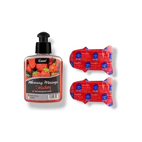 Caas �ilek Aromal� Masaj Ya�� 100 ml - Erkeklere �zel Destekleyici 6'l� - 2 Adet