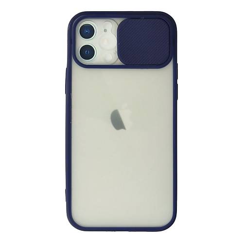 iPhone 12 K�l�f Palm Buzlu Kamera S�rg�l� Silikon - Lacivert