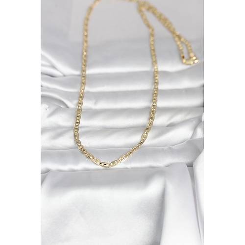 CM 14K Gold Renk Lazer Kesim Zincirli Model 60 cm Kad�n Kolye