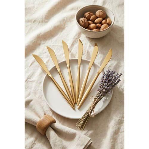 6'l� L�ks Gold Paslanmaz �elik Yemek B��a�� Seti (21 cm)