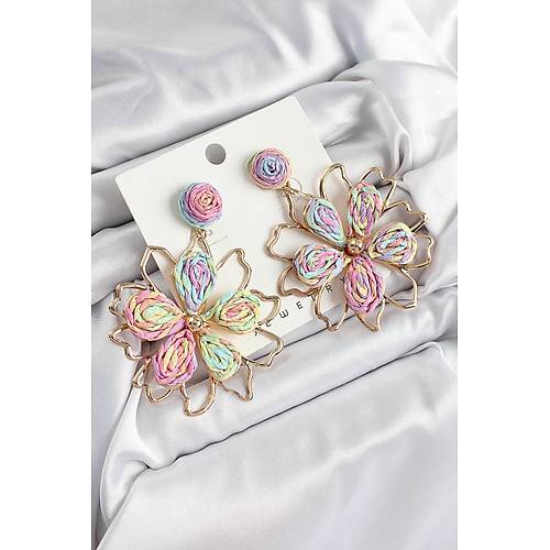 Pirin� Rainbow �i�ek Model Gold Renk Kad�n Has�r K�pe