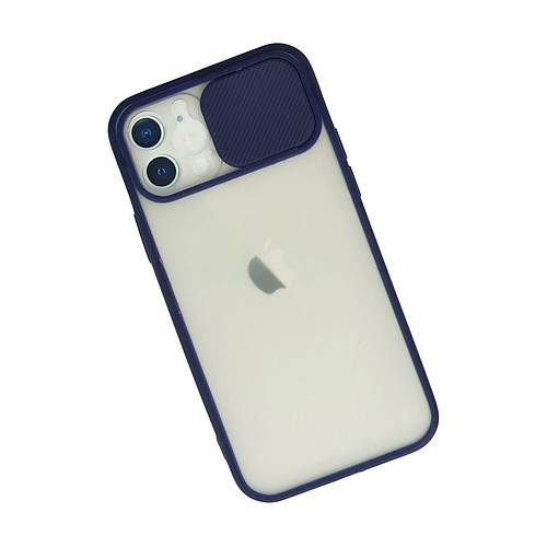 iPhone 12 K�l�f Palm Buzlu Kamera S�rg�l� Silikon - Lacivert