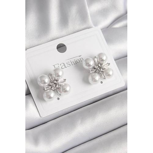 Pirin� G�m�� Renk Zirkon Ta�l� �ncili Kad�n K�pe