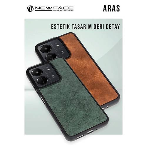 Redmi Note 14 4G K�l�f Aras Deri Kapak - Koyu Ye�il
