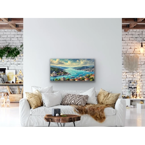 �stanbul Bo�az Manzaras� Kanvas Tablo 60x120cm
