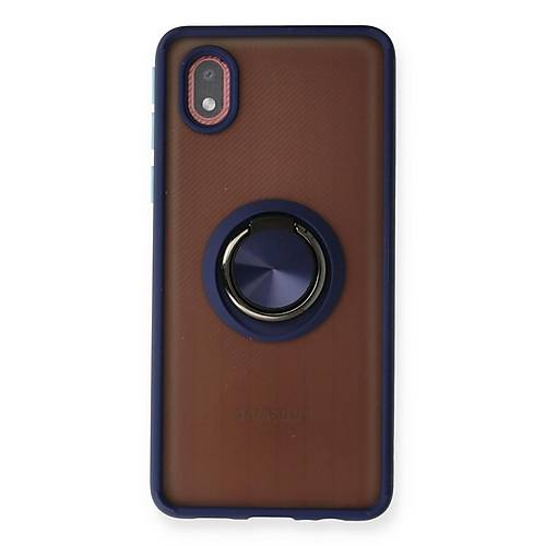 Galaxy A01 Core K�l�f Montreal Y�z�kl� Silikon Kapak - Lacivert