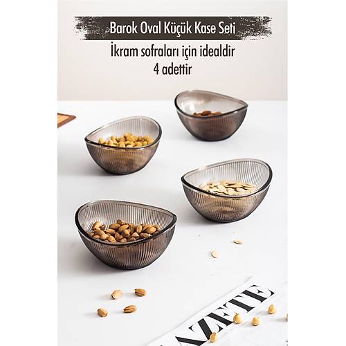 Akrilik Barok F�me Oval 4'l� K���k Kase Seti & �erezlik & Sunumluk & �kraml�k (Cam De�ildir)