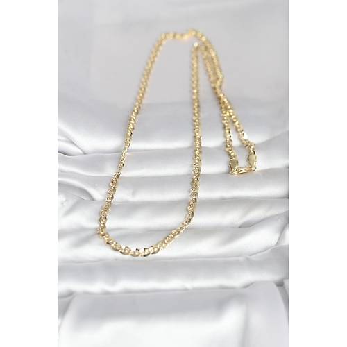 CM 14K Gold Renk Yass� Oval Zincirli Model 60 cm Kad�n Kolye