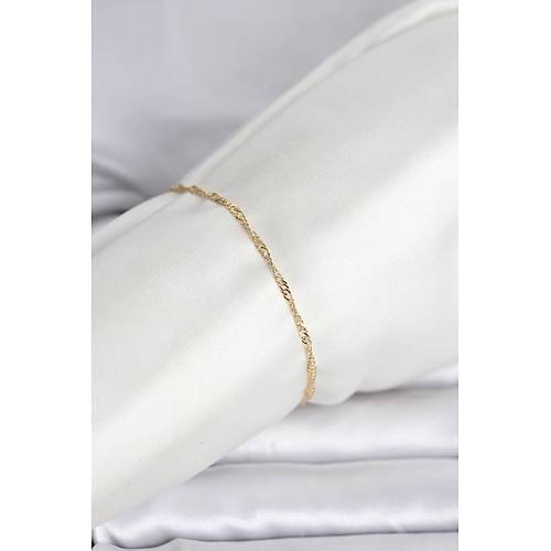 CM 14K Gold Renk Ezme Burgu Zincir Model Kad�n Bileklik