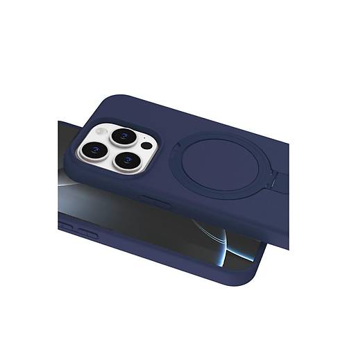 iPhone 15 Pro Max Regal Magsafe Standl� Kapak - Lacivert