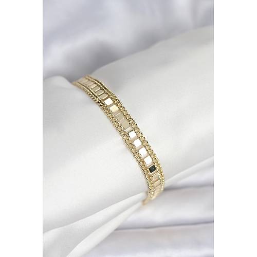 316L �elik Gold Renk Pullu Zincir Model Kad�n Bileklik