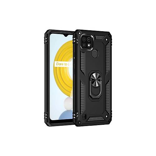 Realme C21 K�l�f Sofya Y�z�kl� Silikon Kapak - Siyah