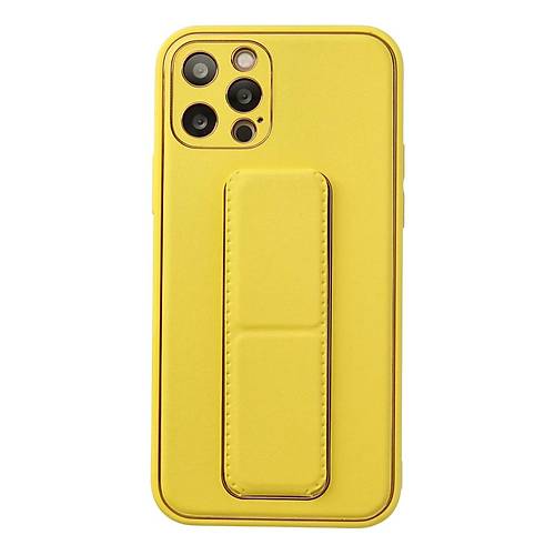 iPhone 12 Pro K�l�f Coco Deri Standl� Kapak - Sar�