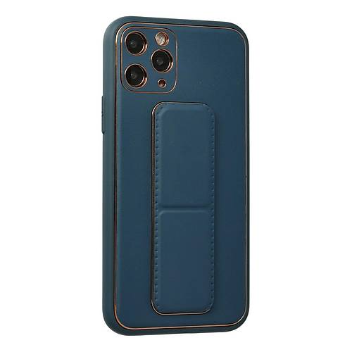 iPhone 11 Pro K�l�f Coco Deri Standl� Kapak - Mavi