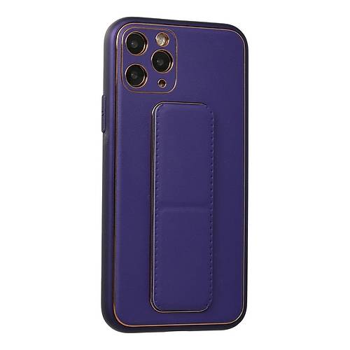 iPhone 11 Pro K�l�f Coco Deri Standl� Kapak - Mor