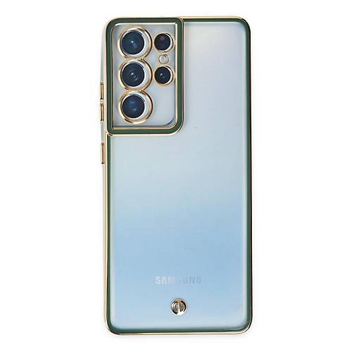 Galaxy S21 Ultra K�l�f Liva Lens Silikon - Ye�il