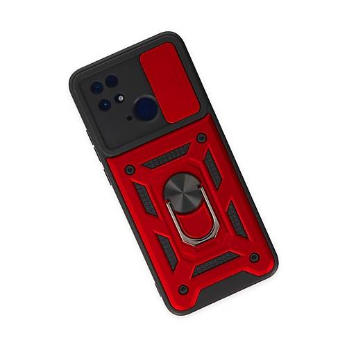Redmi 10C K�l�f Pars Lens Y�z�kl� Silikon - K�rm�z�